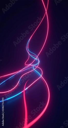 Neon Light Streaks Moving Across Dark Background Loop