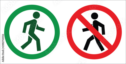 Fotografie Entry permission symbols, Yes and No vector icon set, access approval and restri