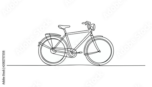 Canvas Print One continuous line illustration of an cruiser bicycle , isolated on white background