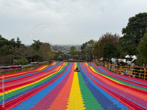 Rainbow Tube Slide Attraction in the amusement park