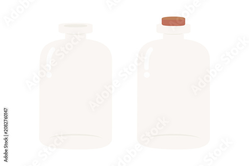 Empty glass jar bottle. Container, household, packaging concepts. Flat vector design isolated illustration.	