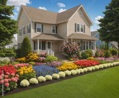 Flower garden in front of the house