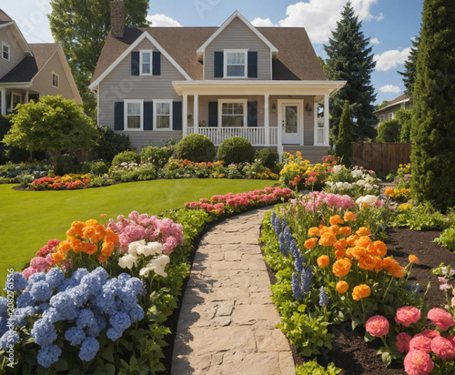 Flower garden in front of the house