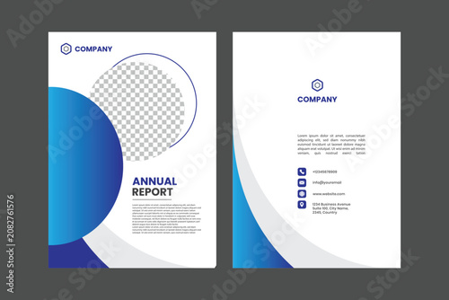 Schilderij op canvas Professional annual report cover and back cover design template with blue abstra
