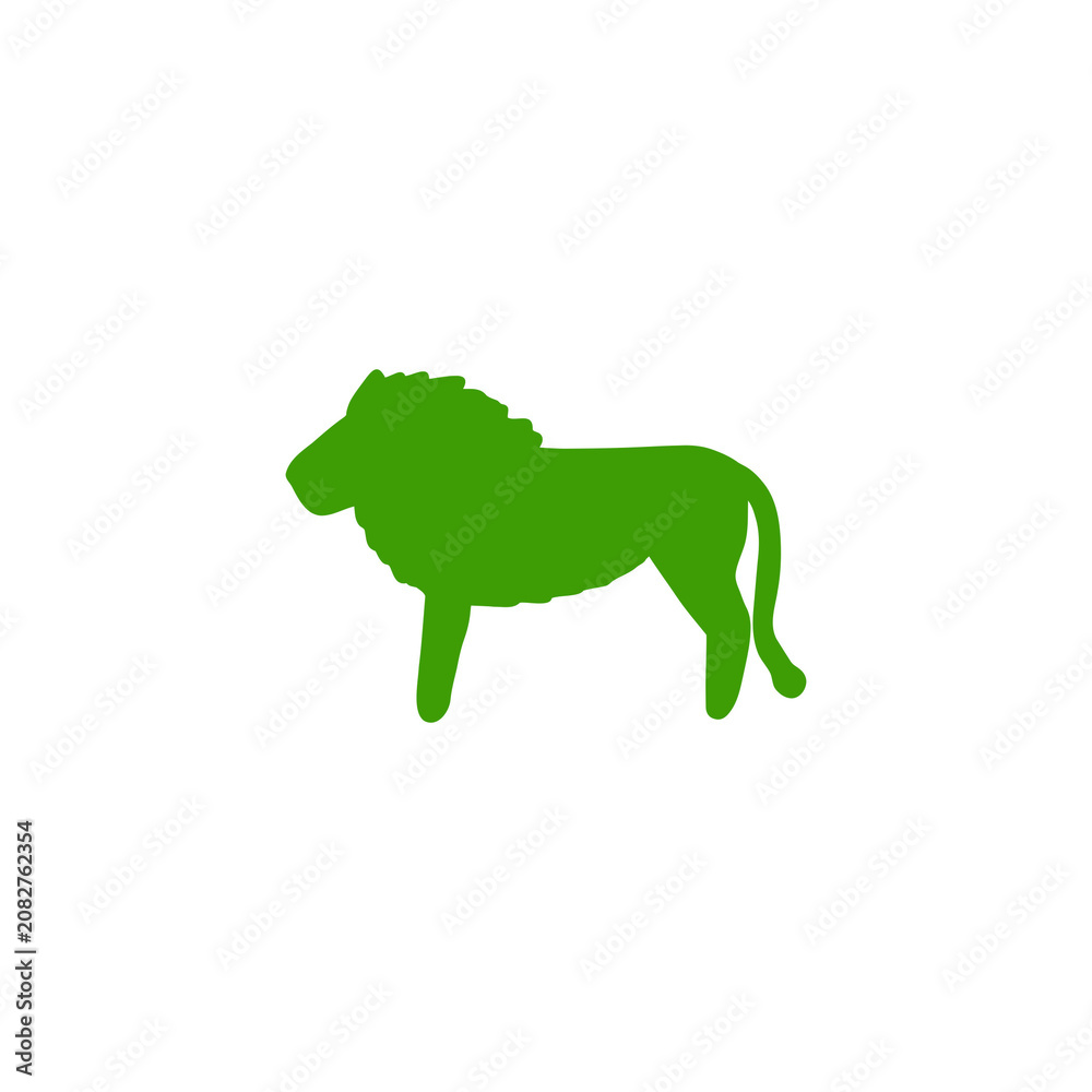 Fototapeta premium Green Lion Silhouette Icon for Wildlife and Animal Concepts