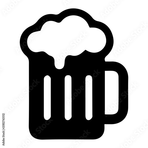 Mug filled with cold, frothy beer vector icon, perfect for bar and pub concepts.