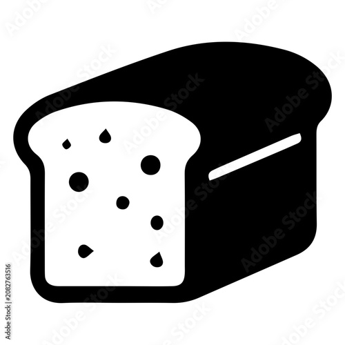 Sliced loaf of bread vector icon, representing bakery products and breakfast items.
