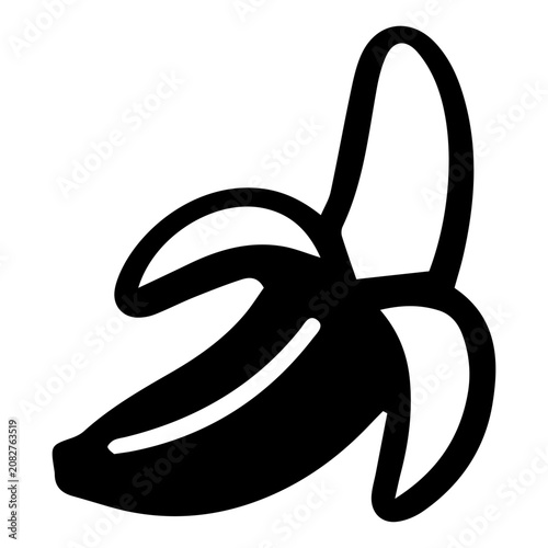 Fresh banana fruit partially peeled silhouette icon, showing the fruit inside.