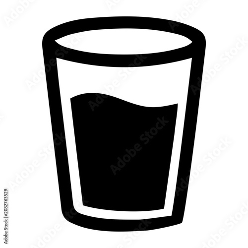 Simple tumbler glass containing water or juice vector icon.