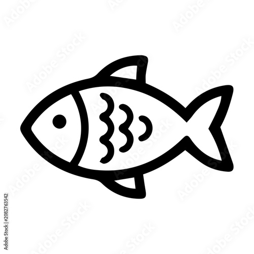 Simple raw fish silhouette vector icon, representing seafood, fishing, or healthy omega-3 fats.