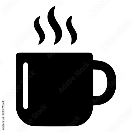 Steaming hot mug icon representing morning coffee, tea, or hot chocolate.