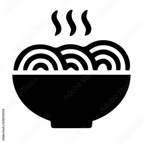 Hot noodle soup bowl vector icon