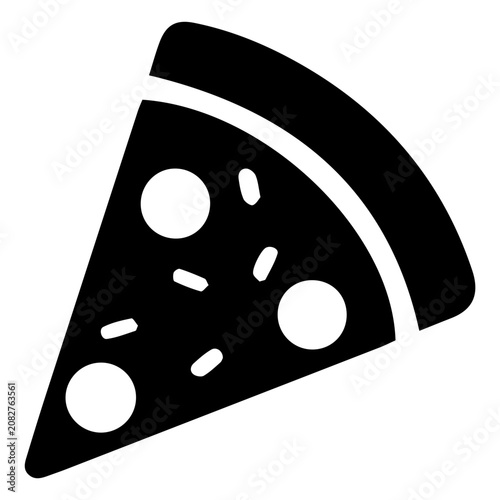 Minimalist glyph icon representing a delicious slice of pepperoni pizza