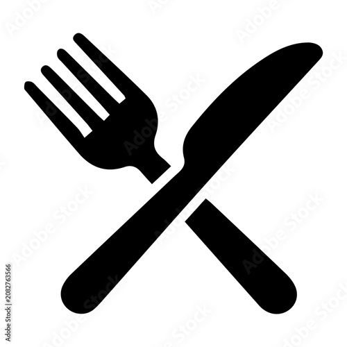Classic restaurant or dining sign featuring a crossed fork and butter knife.