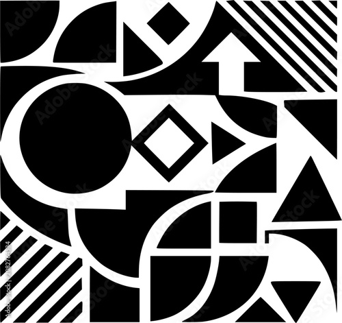 Abstract Geometric Shapes Pattern Black Vector