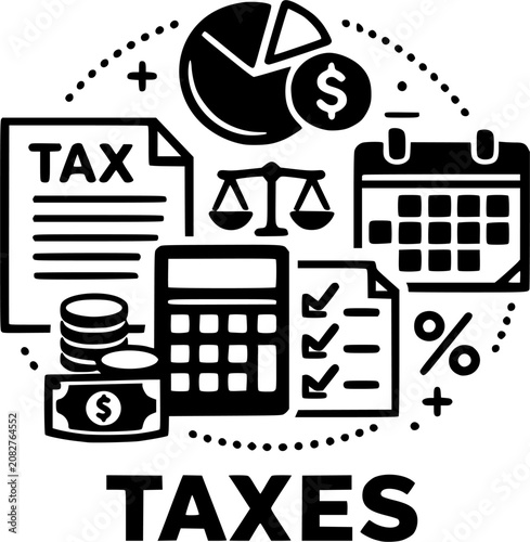 Taxes Accounting Finance Calculator Report Icon Vector