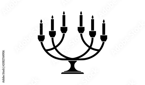 Obraz na płótnie Modern six candle candelabra silhouette vector with sleek decorative lighting fi
