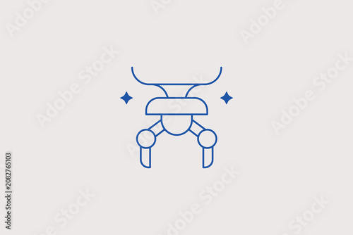 Fényképezés Three jaw robotic grabber line icon for logistics