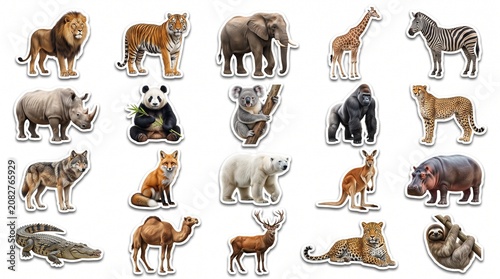 wild animals collection stickers