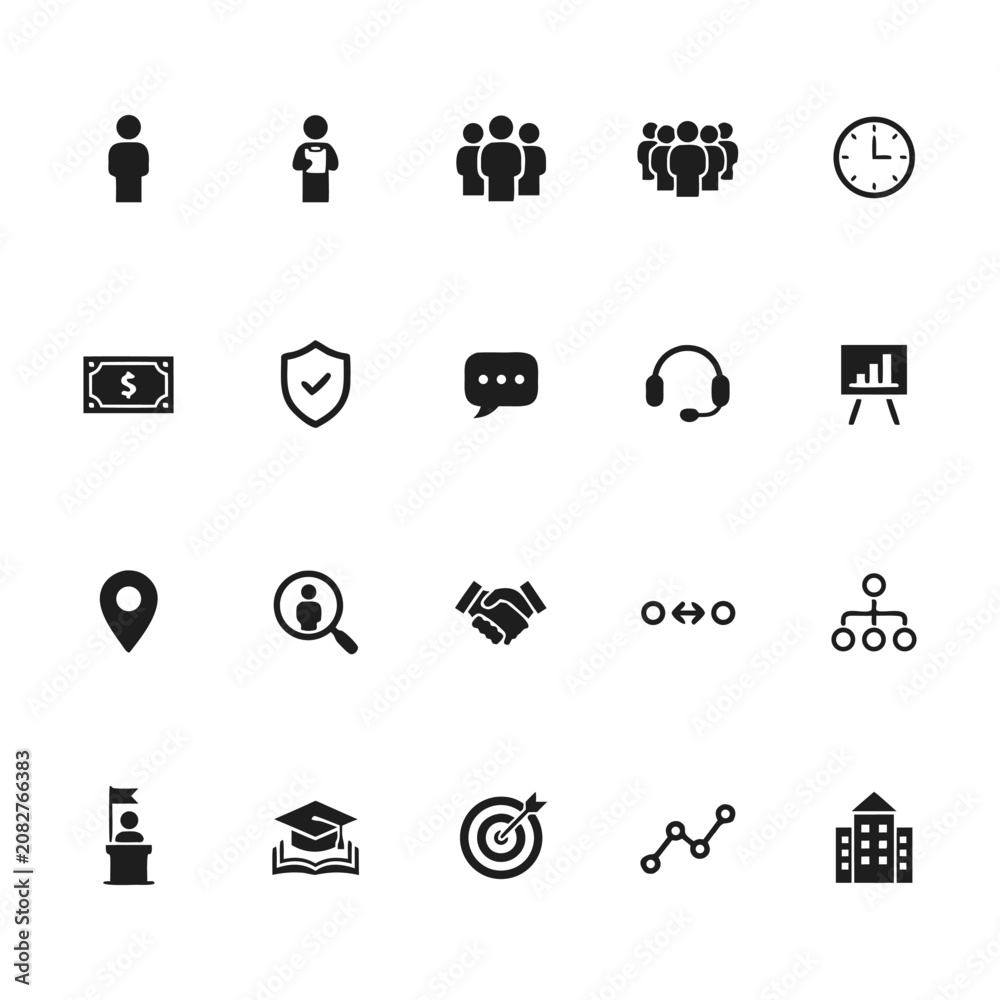 Fototapeta premium Collection of business and finance icons for professional use.