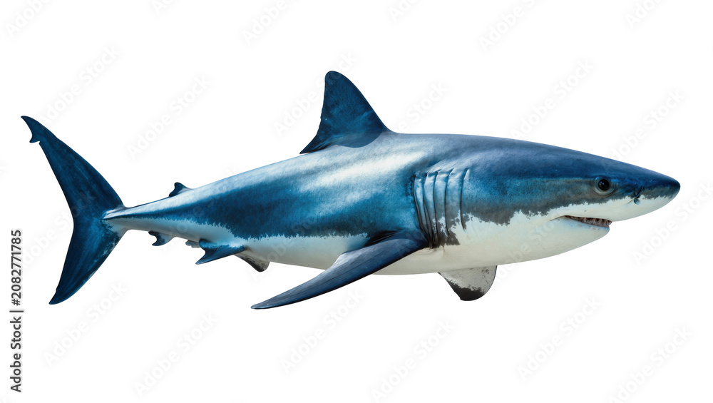 Obraz premium Great white shark swimming powerful predator, marine life