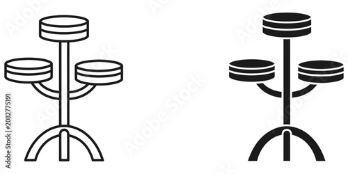 Three tiered plant stand silhouette on white background