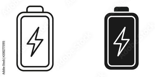 Battery icon with lightning bolt symbol for power and energy charge during a digital presentation