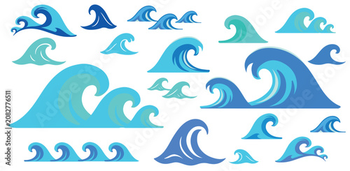 Collection of Hand Drawn Ocean Wave Icons