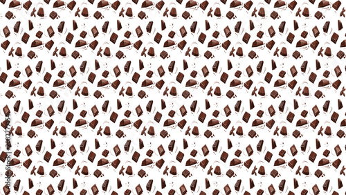Foto Seamless pattern of chocolate ice cream bars popsicles and cocoa chunks isolated