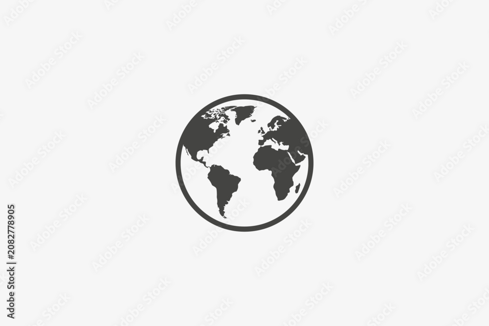 Fototapeta premium Stylized Icon of Planet Earth with Continents Visible globe world