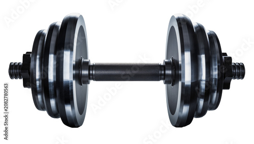 Quadro su tela Adjustable dumbbell with black metal plates and knurled grip