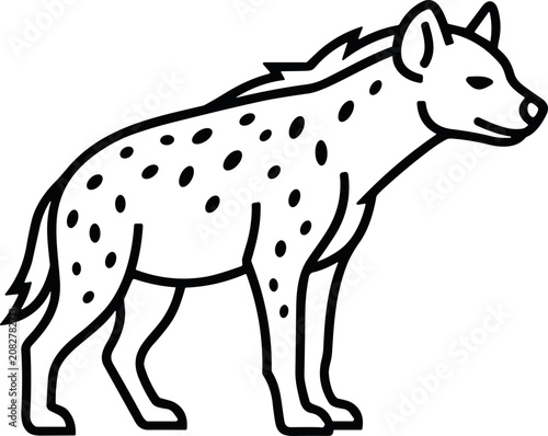 Stylized line art hyena illustration.