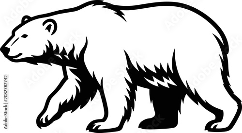 Walking bear minimalist animal outline.