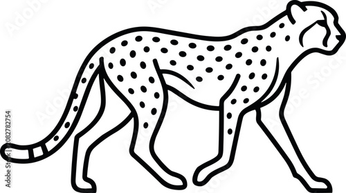 White line art cheetah sketch.