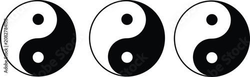 Foto Yin yang symbol silhouette icon set isolated on white background vector illustra