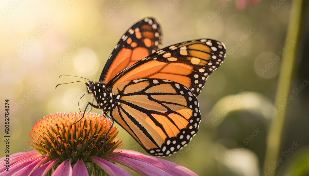 Obraz premium Vibrant Monarch Butterfly Resting On Blooming Flower