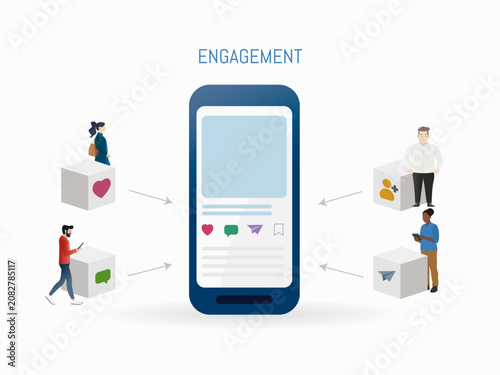 Social Media Engagement Concept with Audience Interaction and User Participation Vector Illustration