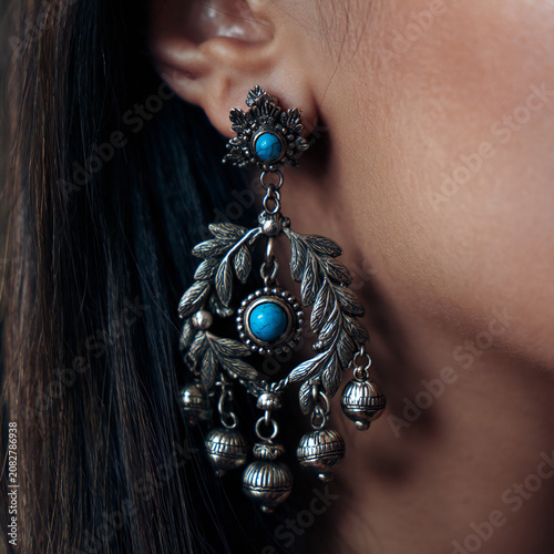 Stylish oxidized black color metal women's' earring