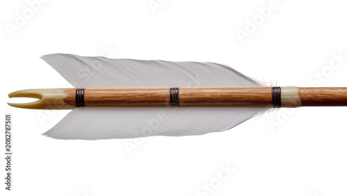 Fotografía Wooden arrow with white fletching and nock
