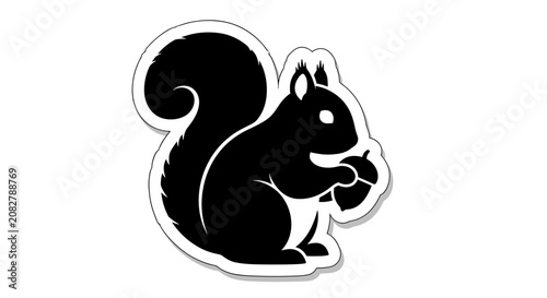 Black Squirrel Icon Illustration.