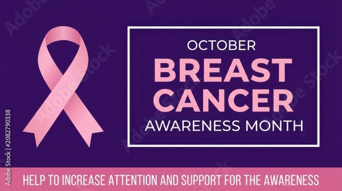 Breast Cancer Awareness Month October Breast Cancer Awareness Month banner featuring pink ribbon symbol on purple background for health education and support