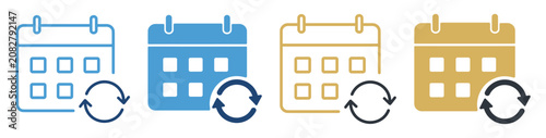 calendar refresh update collection outline icons on transparent background