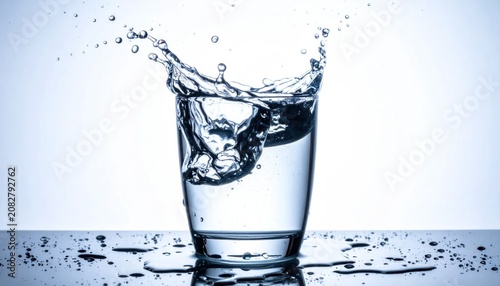 Water Splashing in Clear Glass Cup.