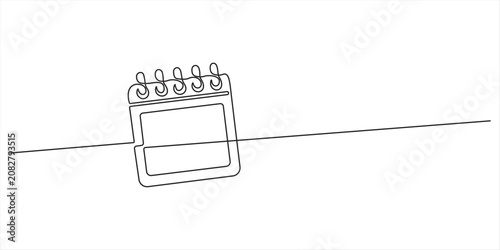 Fotografía Continuous one line art of  table calander of isolated outline vector icon, Loose-leaf calendar 2026 in one continuous line drawing