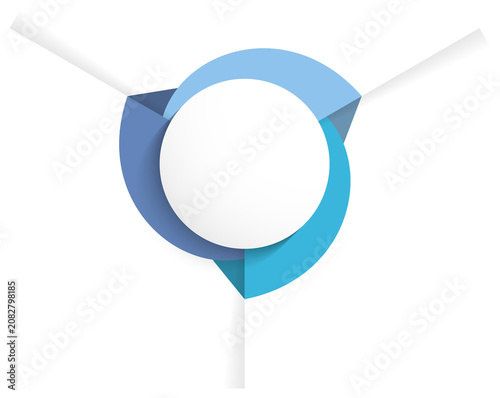 Circle diagram with three elements, cycle process or workflow with three steps