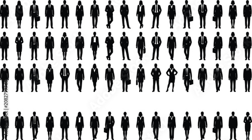 Φωτογραφία Grid of business professional silhouettes in formal attire and varied poses