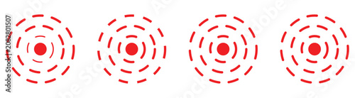 Tableau sur toile Radar icons, sonar waves, radial concentric signal circles, echo sounder symbols