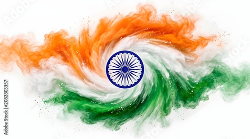 India independence day celebrations with tricolor smoke effect