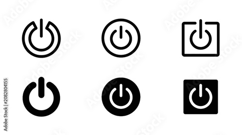 Quadro su tela Minimalist Power Button Vector Icon Collection with Three Solid and Outline Powe