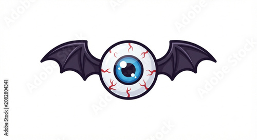 Cartoon Flying Eyeball with Bat Wings for Halloween Design